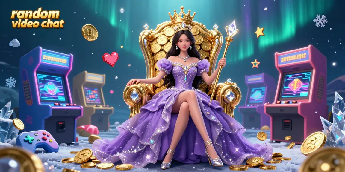 Engage in random video chat with an enchanting scene blending gambling elements and arcade games.