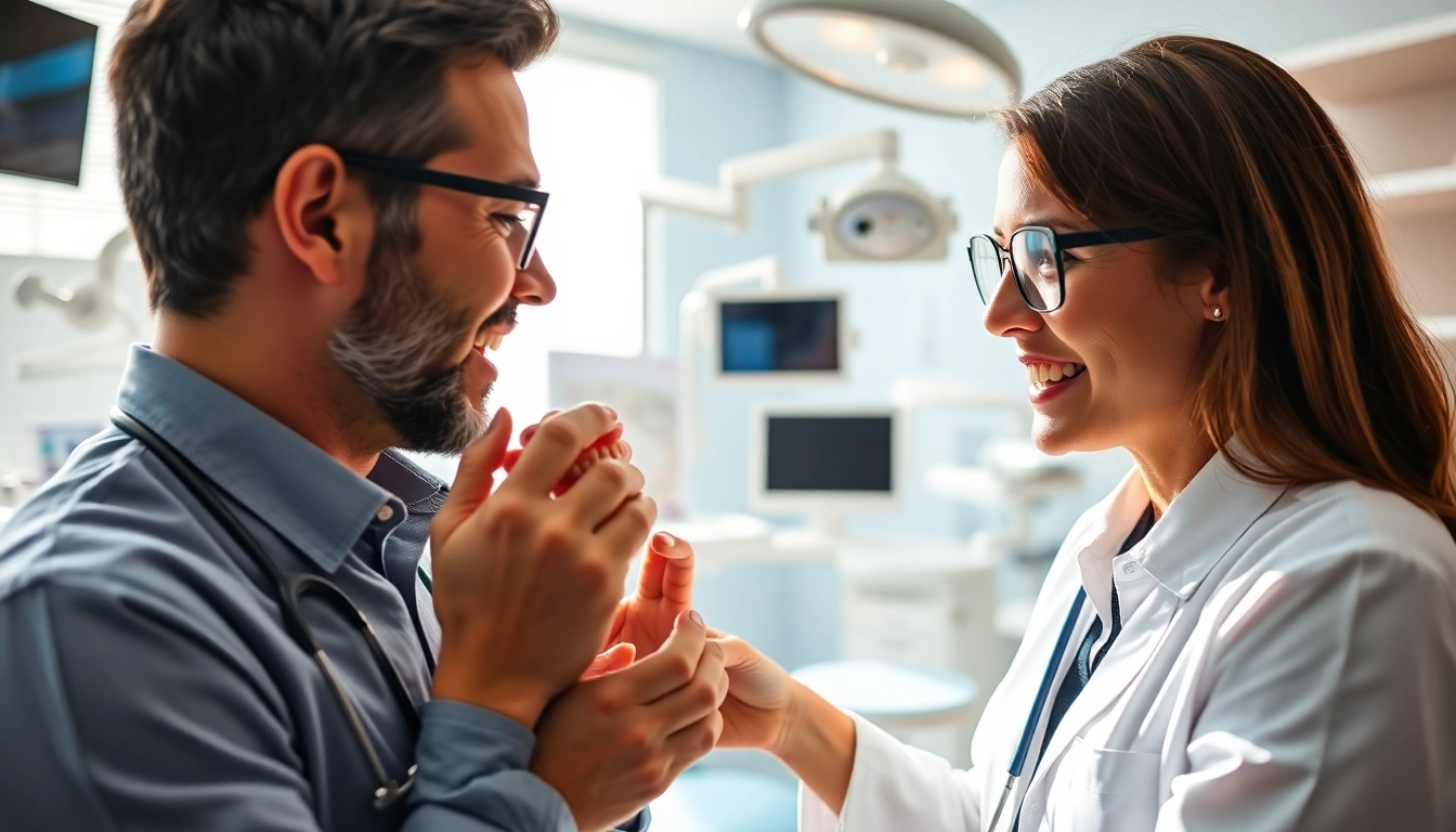 Orthodontist near by me consulting with a patient in a welcoming clinic environment.
