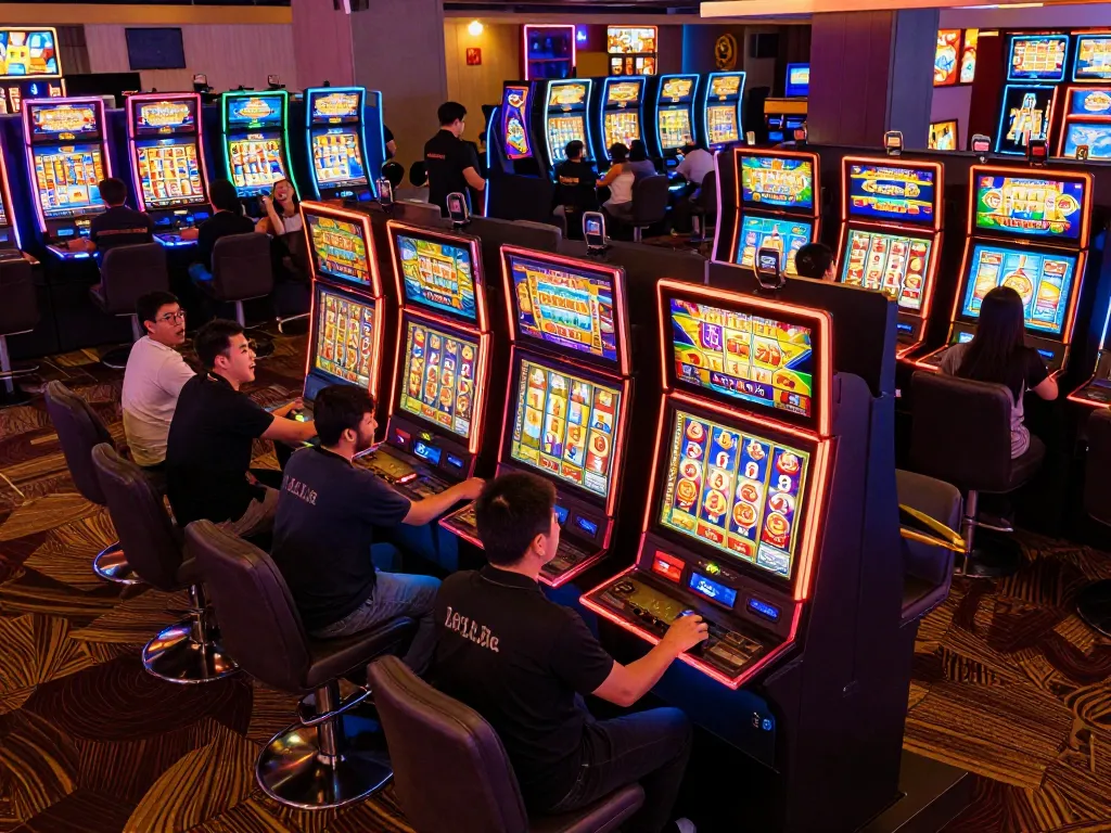 Kamboja slot machines attract players with vibrant graphics and exciting gameplay in a lively casino setting