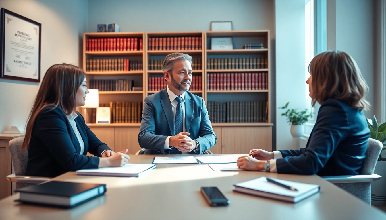 Consulting with clients at https://www.timgrabeattorney.com, showcasing trust and professionalism in a bright office.