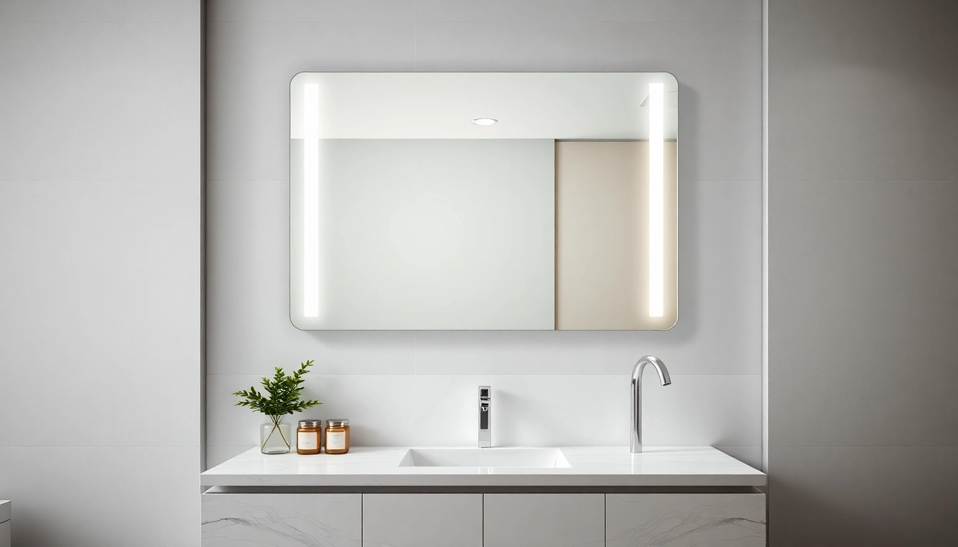 Reflecting elegance, this stylish elegant bathroom mirror enhances modern interiors with LED lighting.
