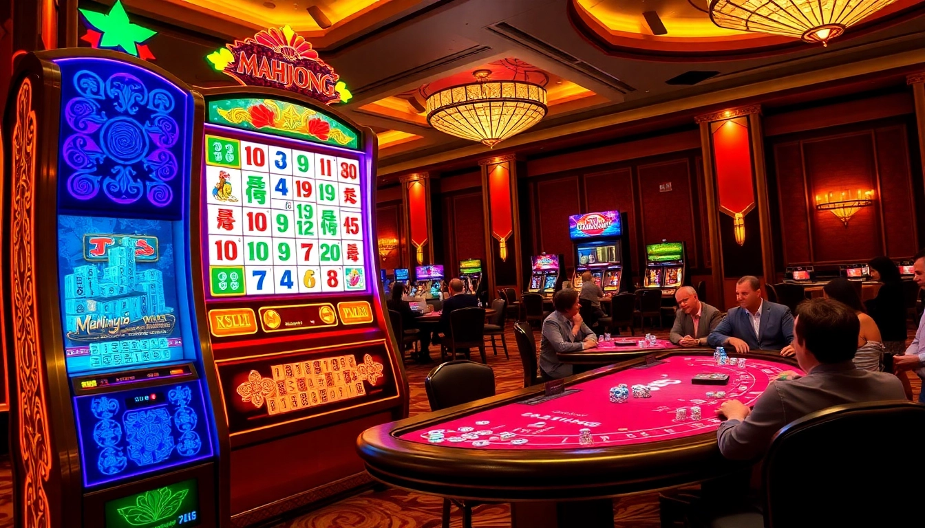 Pemain terlibat dengan mesin slot Mahjong Ways 2 dalam suasana kasino yang hidup.