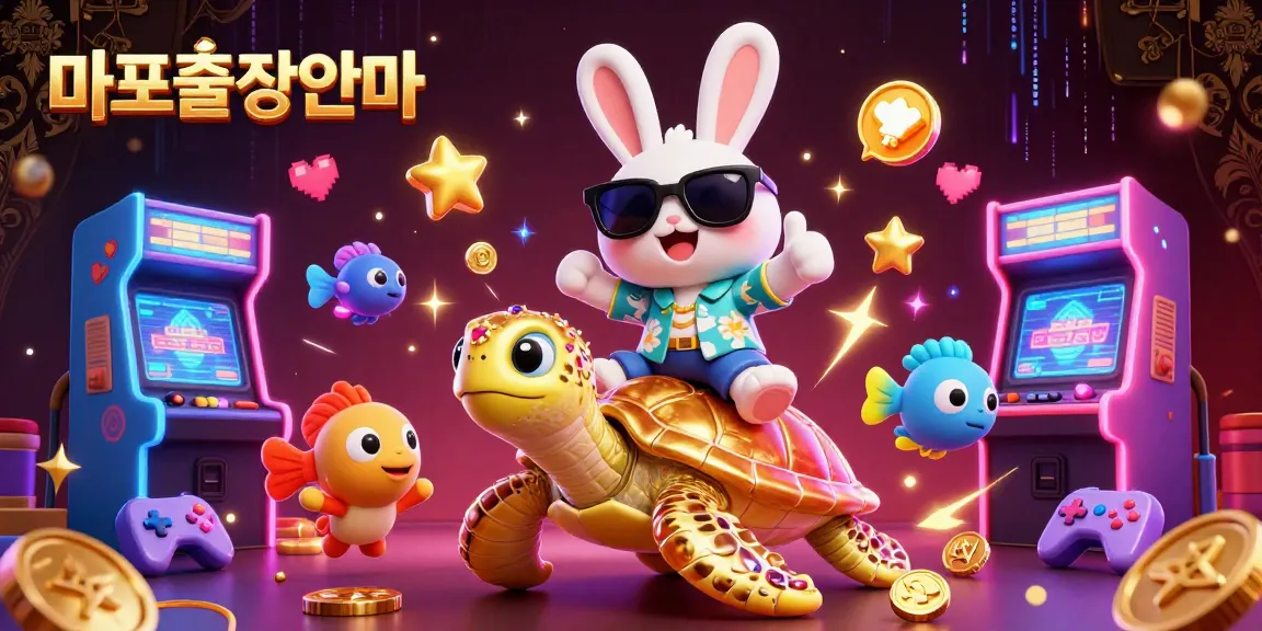 Experience 마포출장안마 with a lucky rabbit and a golden turtle in a vibrant casino scene.