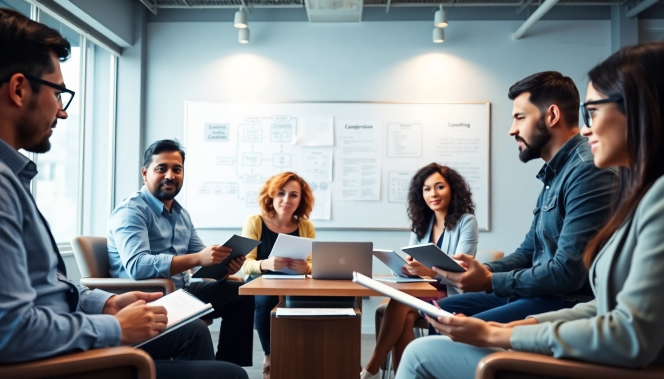 Discussing Federal and State contracts pre-post award compliance in a modern office environment.