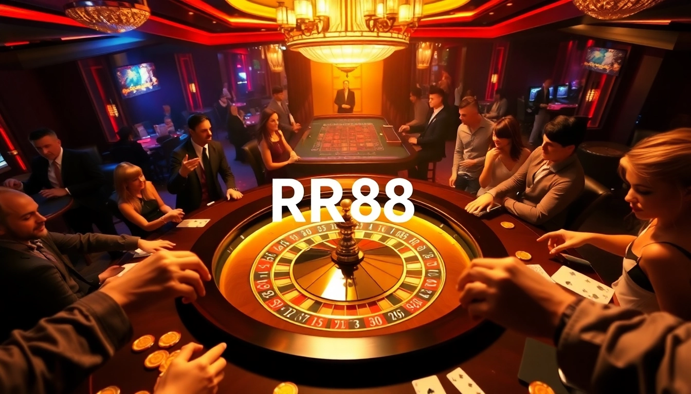 Engaged gamblers at the RR88 roulette table, showcasing thrilling casino action and excitement.