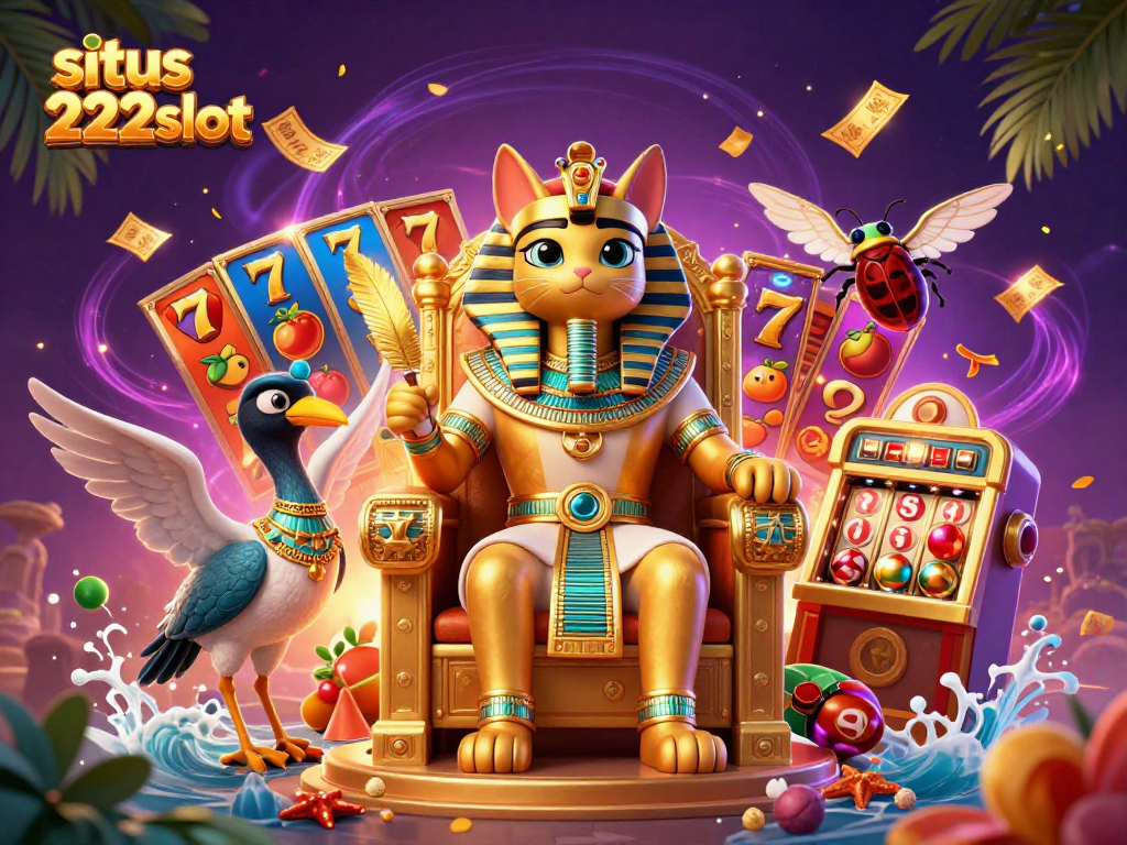Menggali keuntungan di situs 222slot dengan berbagai simbol keberuntungan, jackpot, dan suasana menarik.