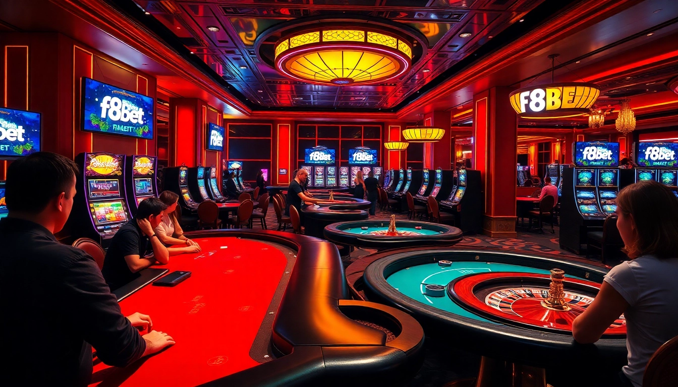 Experience the excitement of f8bet in a luxurious online casino filled with vibrant games and eager players.