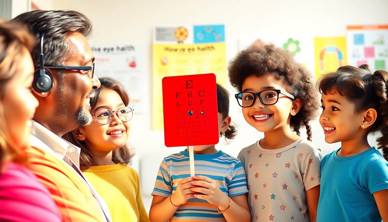 Our Children's Vision highlights children joyfully receiving eye care in a friendly clinic setting.
