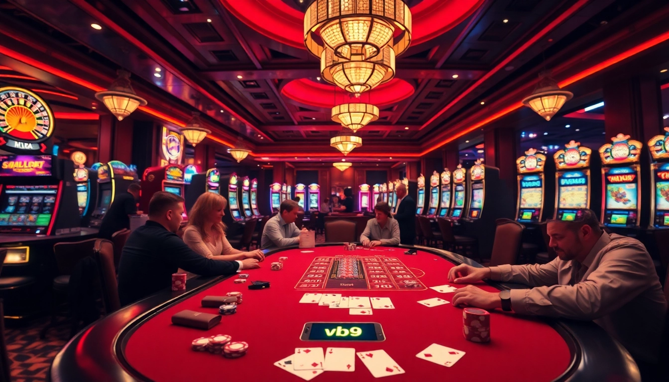 Experience thrilling moments at VB9 poker tables with vibrant gambling elements.