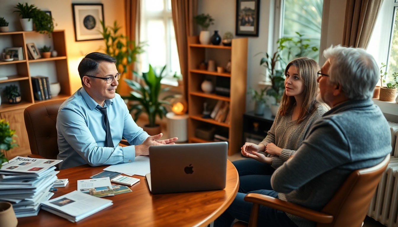 Discussing financing for heating options in a cozy home office setting.