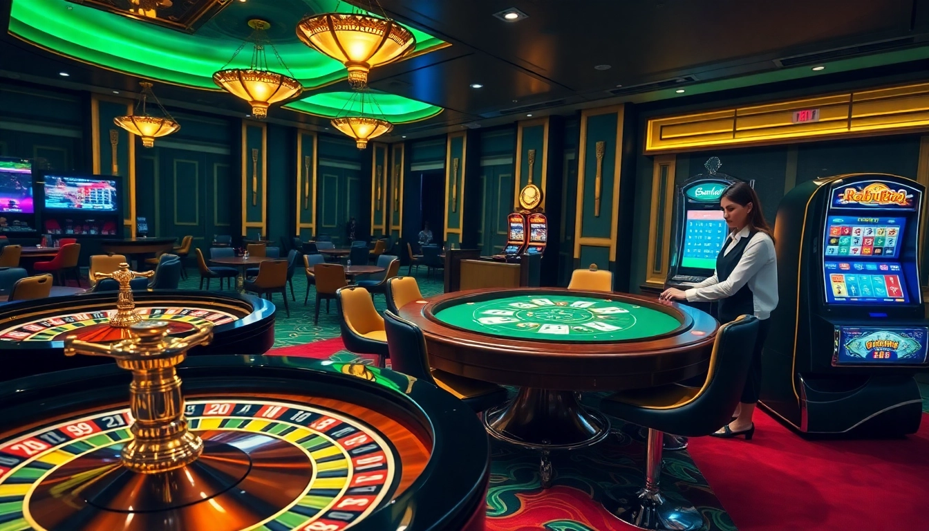 Babu88 offers a thrilling casino experience with dynamic poker and roulette tables in a luxurious setting