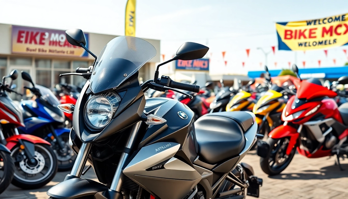 Gebrauchte Motorräder kaufen: Vielfalt an Motorrädern in einem Verkaufsbereich mit BMW-Modellen.