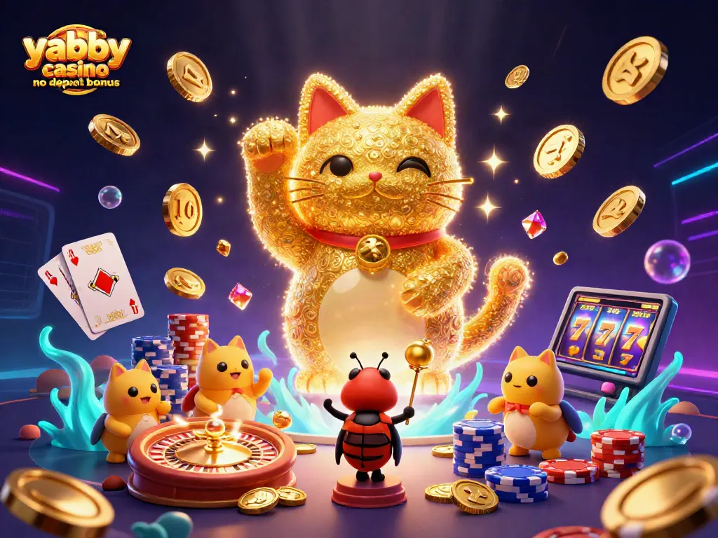 Experience the excitement with yabby casino no deposit bonus as golden fireflies bring luck in this vibrant casino scene.