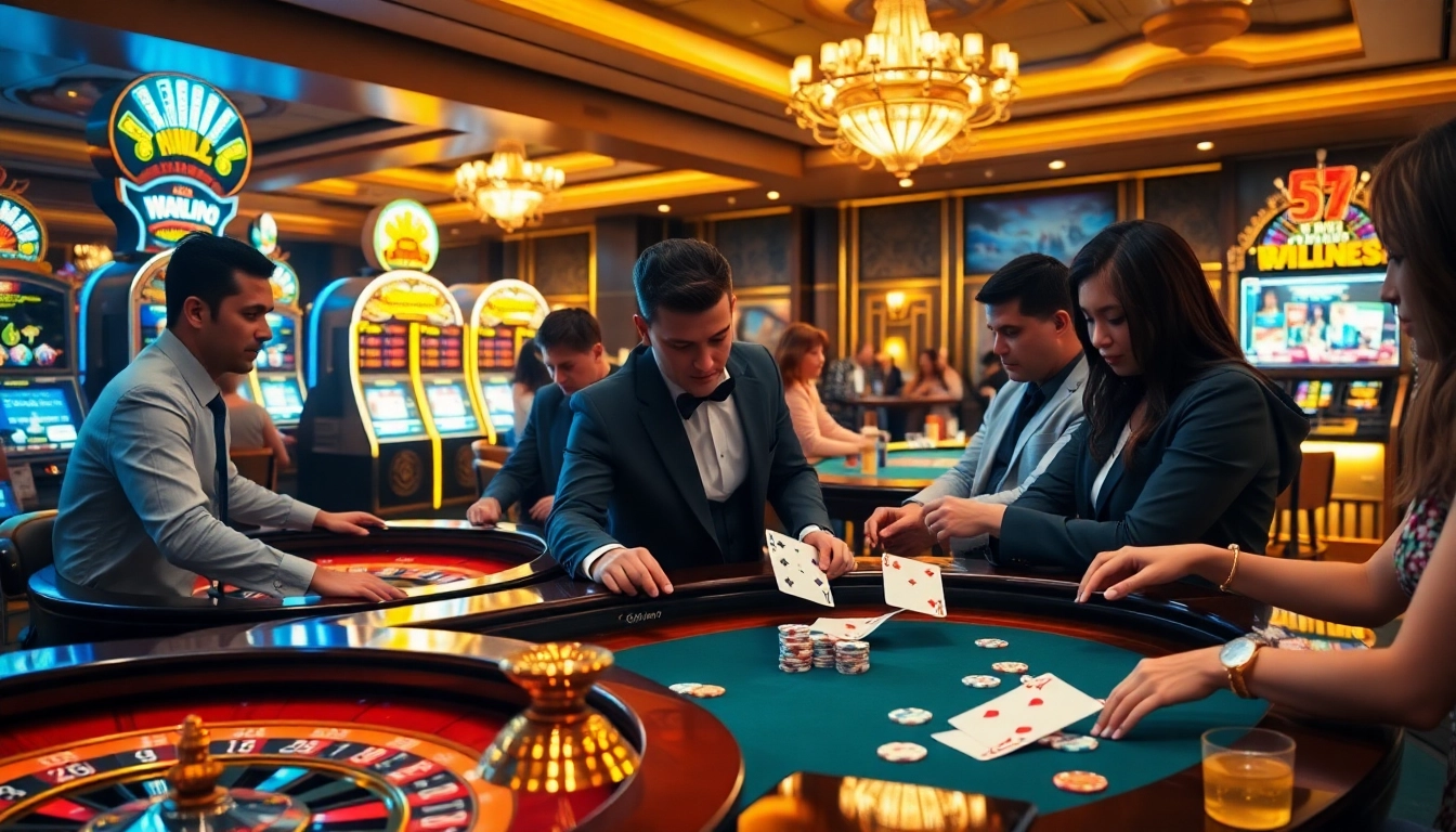 Experience thrilling gameplay at okwin.com with vibrant slot machines and elegant casino tables.