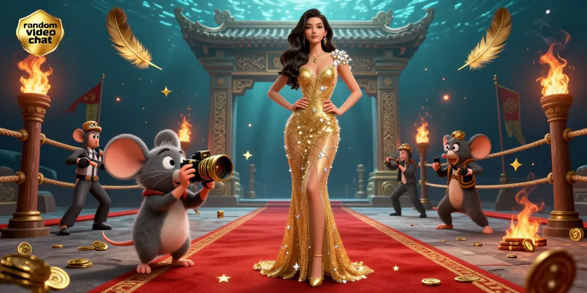 Experience the excitement of random video chat with captivating characters in a vibrant casino-themed setting.
