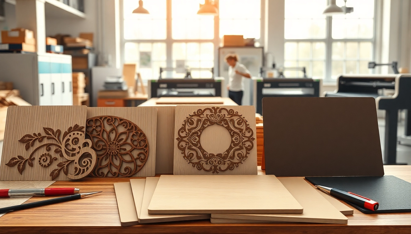 Showcasing intricate laser cutting designs in a vibrant workshop environment.