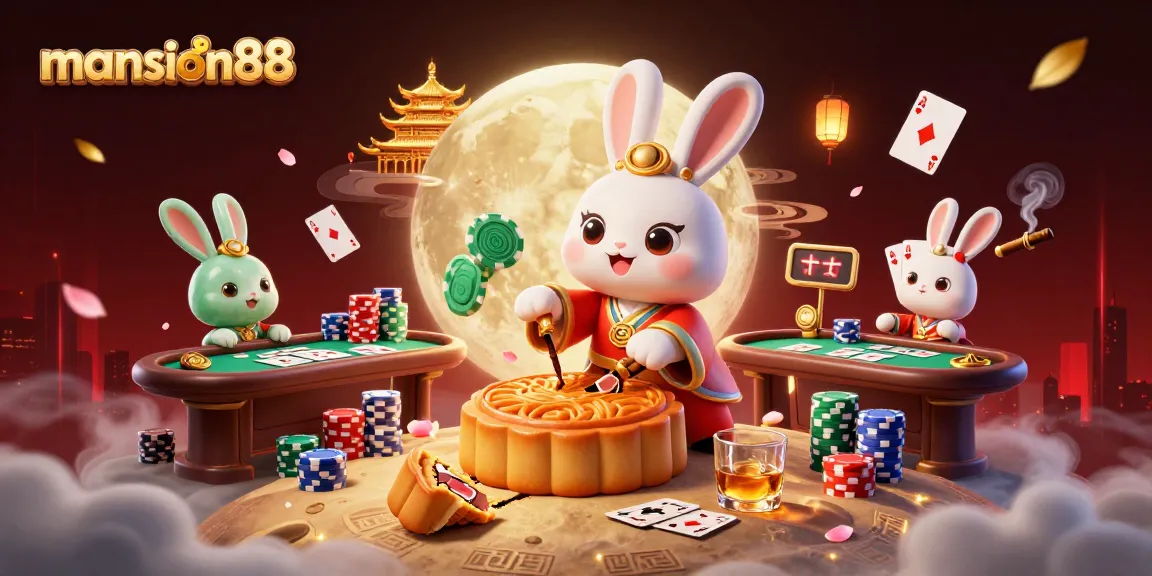 Experience thrilling poker action with mansion88 in a vibrant 3D illustration featuring lively characters and casino elements.