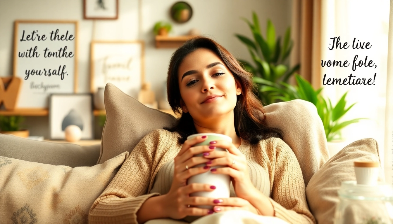 Relaxing mom enjoying a cozy moment at home with https://giveaways4mom.com featured decor.