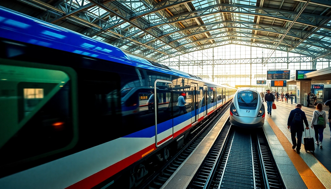 Reimagining north american rail solutions through a vibrant train station showcasing modern transit.