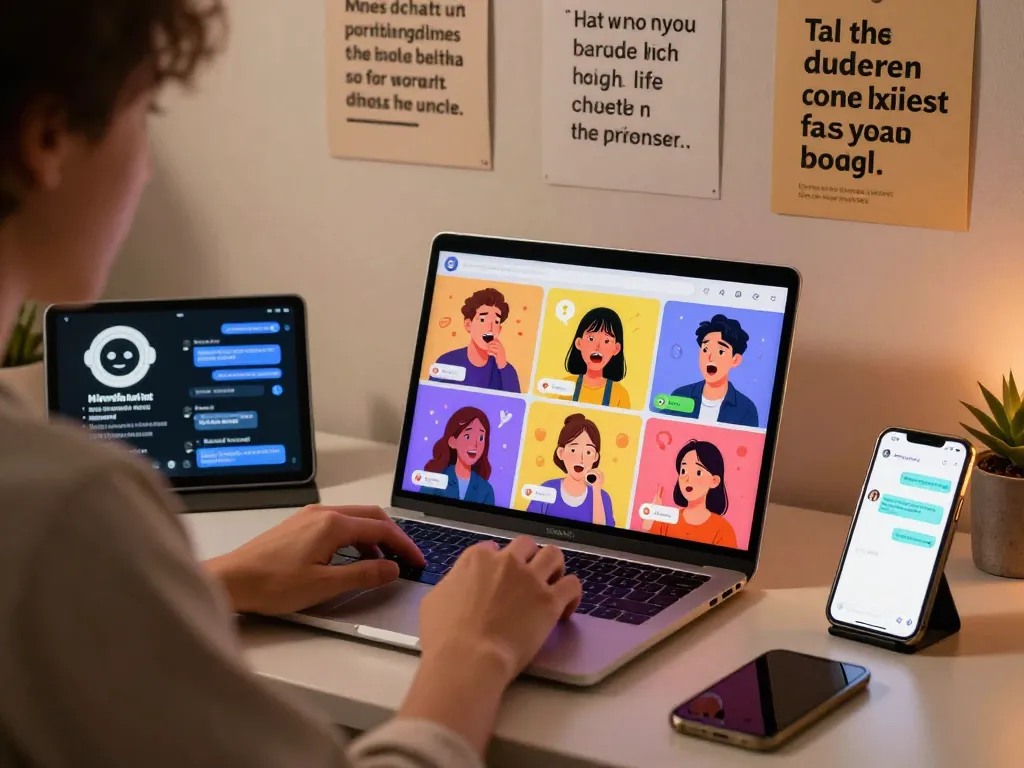 Engaging spicy chat experience captured in a modern workspace, showcasing AI interactions.