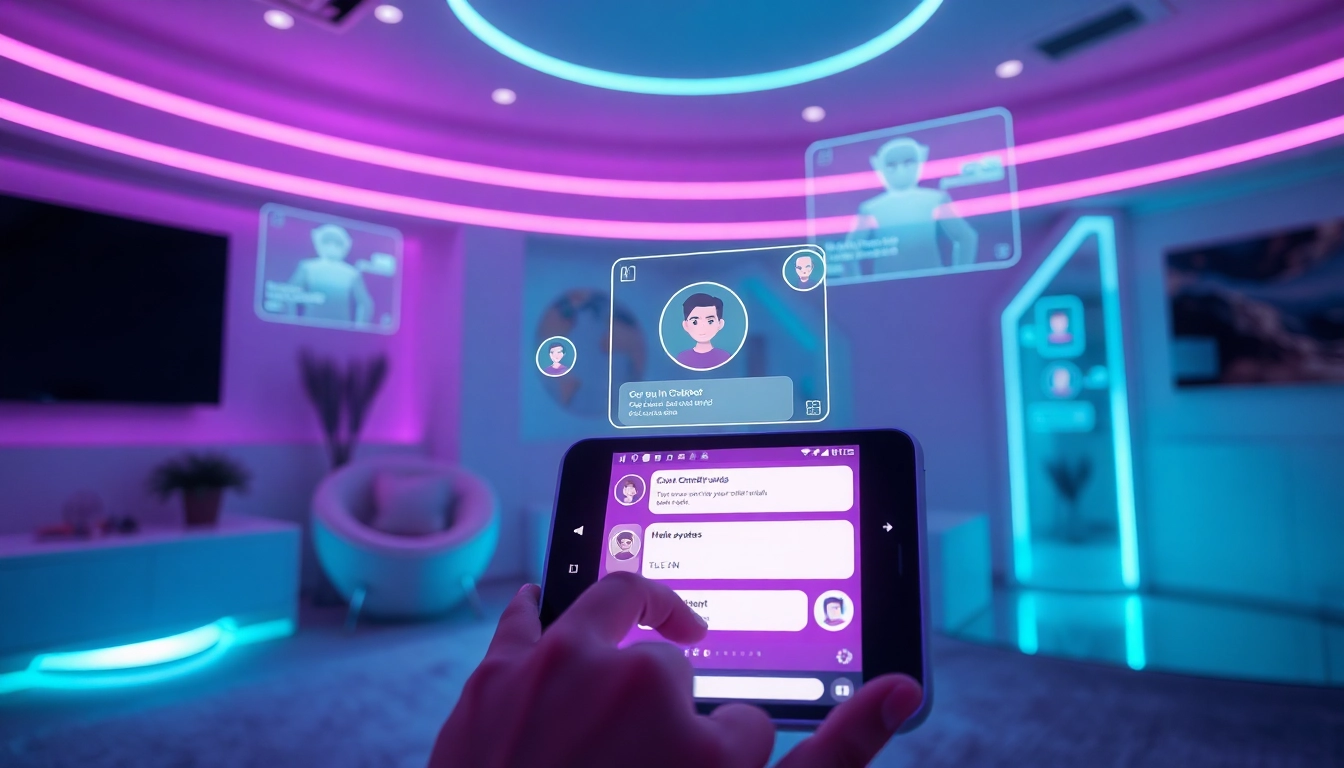 Interactive chat interface showing an nsfw ai chatbot with customizable avatars and vibrant ambiance.