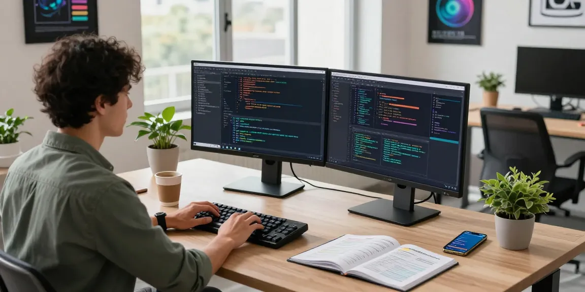 Developer coding in modern office during 纸飞机下载 project showcasing innovative workspace.