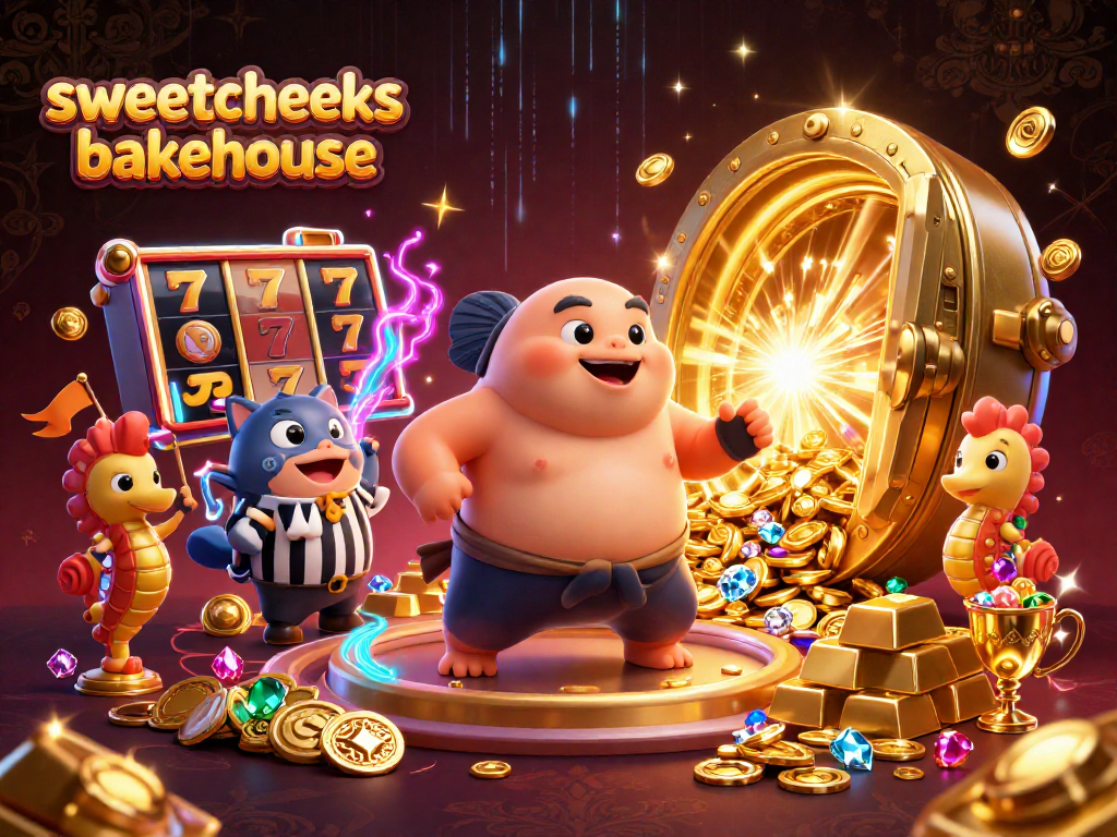 Engage in thrilling gameplay at sweetcheeksbakehouse with vibrant slot reels and lively casino characters.