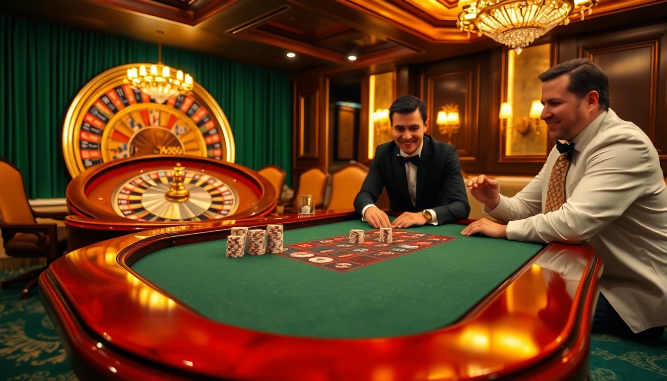 Gambling excitement at Hi88 Casino with poker chips and roulette wheel.