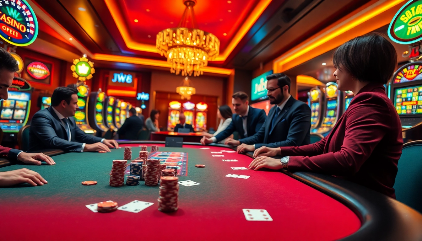 Experience the excitement of jw8 casino with vibrant poker games and lively slot machines.