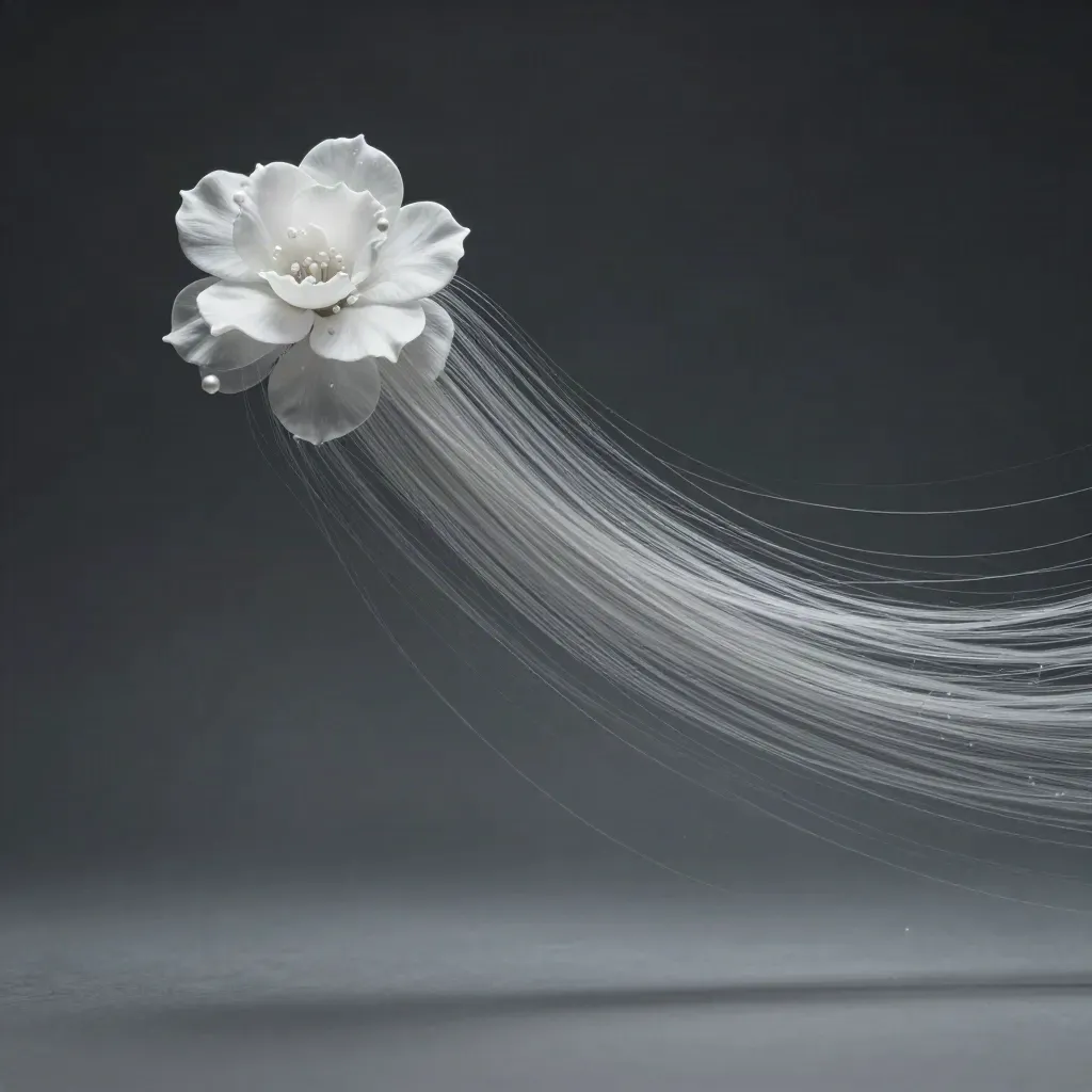 Silver light filaments bloom through graphite haze, leaving calm space for app rating.