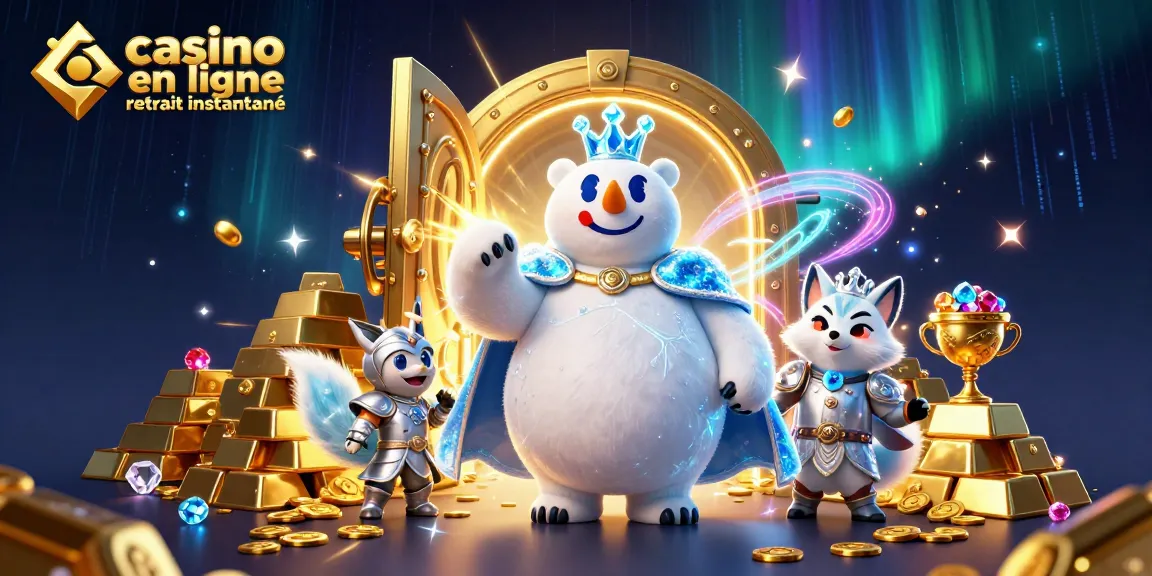 Casino en ligne retrait instantané avec un ours polaire royal et un renard en armure, dans un décor animé