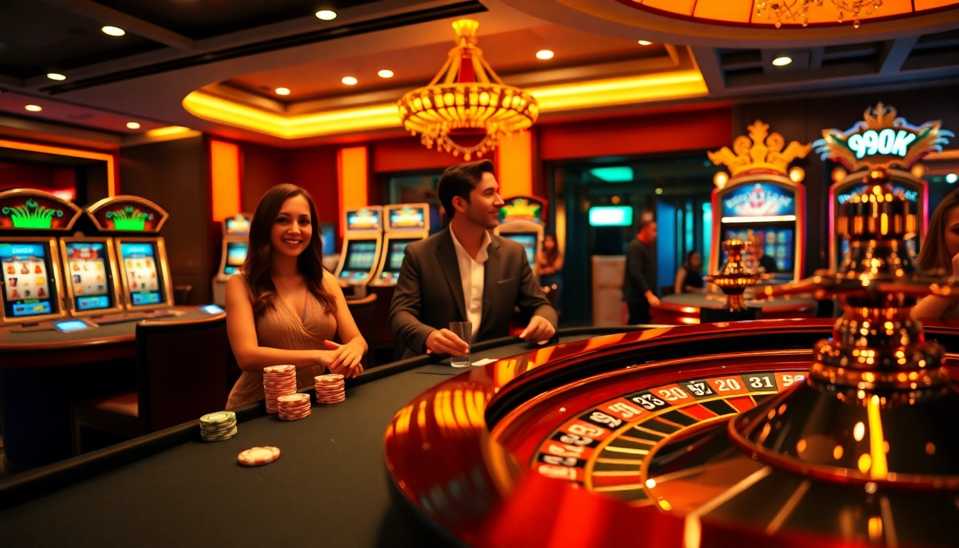 Players engaging in high-energy games at 99OK.COM, showcasing a vibrant casino atmosphere.