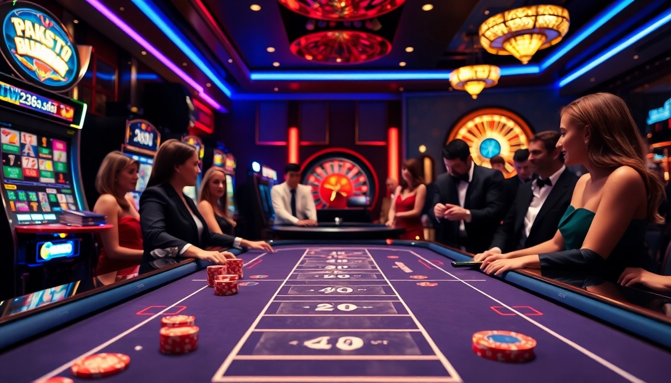Players enjoying their experience at S8 casino with poker chips and a vibrant casino atmosphere.