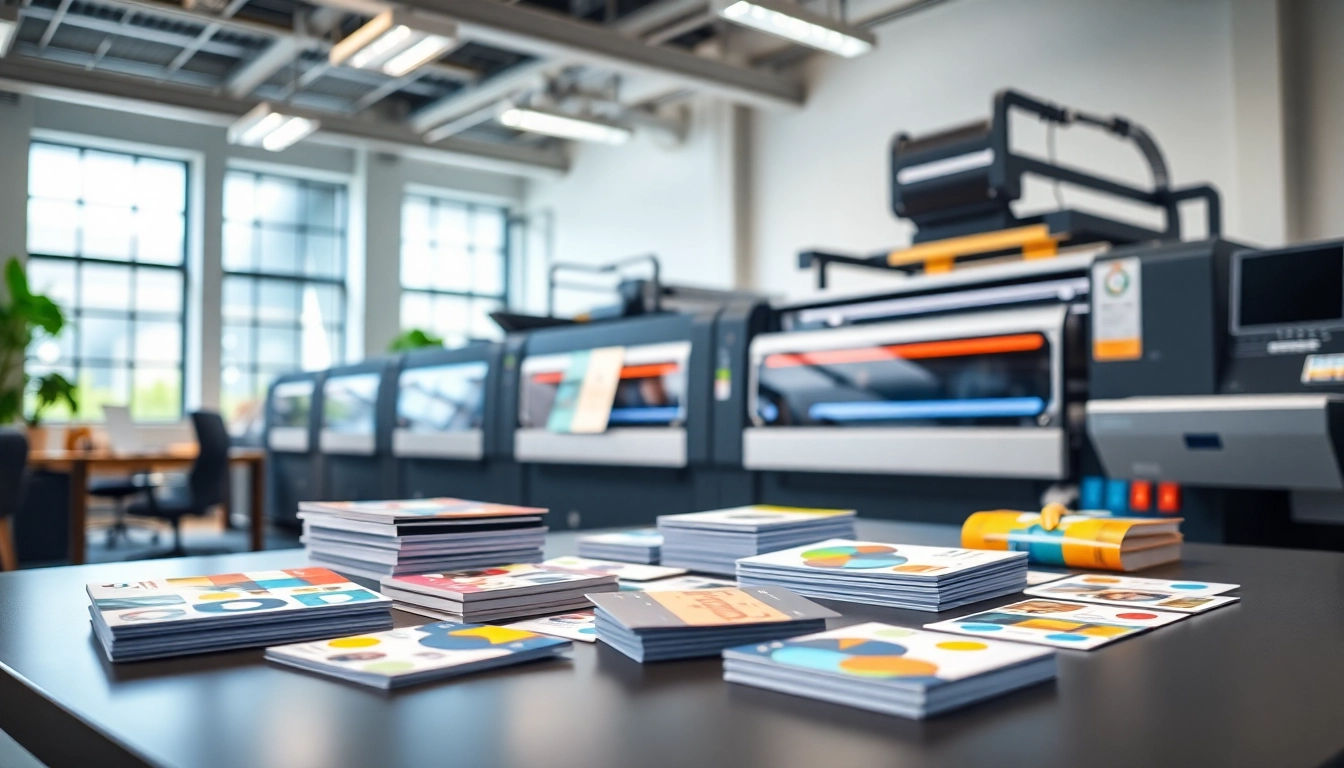 Explore vibrant budget printing materials arranged in a professional workspace.