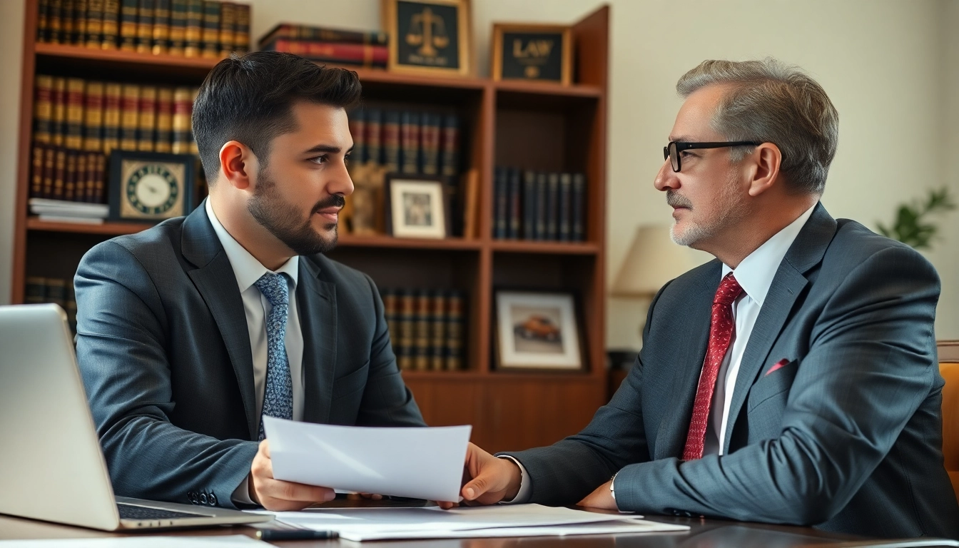 Clearwater truck accident attorney consulting with a client in a professional office.
