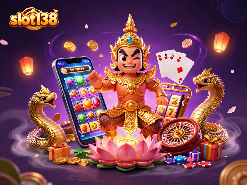 Engage in thrilling slot138 gameplay with vibrant symbols and a captivating temple guardian scene.