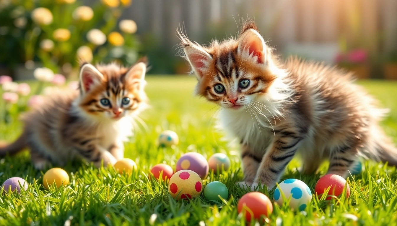 Maine Coon kittens for sale Northern California playfully exploring a garden setting with colorful toys.