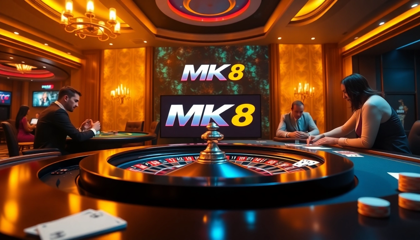 Experience thrilling gambling action at MK 8's luxurious casino scene featuring roulette and poker.