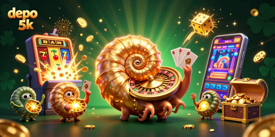 Engage with the thrilling experience of depo 5k at a vibrant online casino, showcasing intense gameplay with slot wins and game elements.