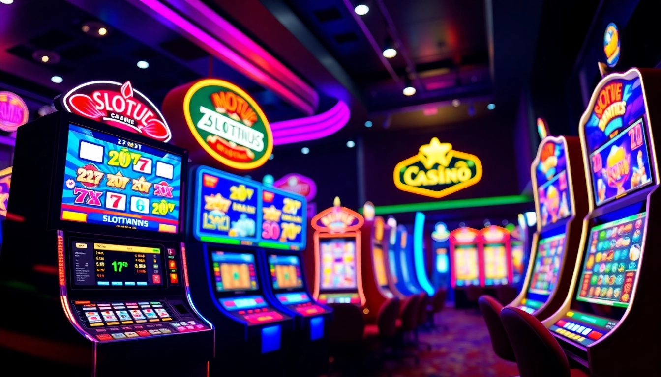 Experience the thrill of slot777 with dynamic graphics in a lively casino setting.