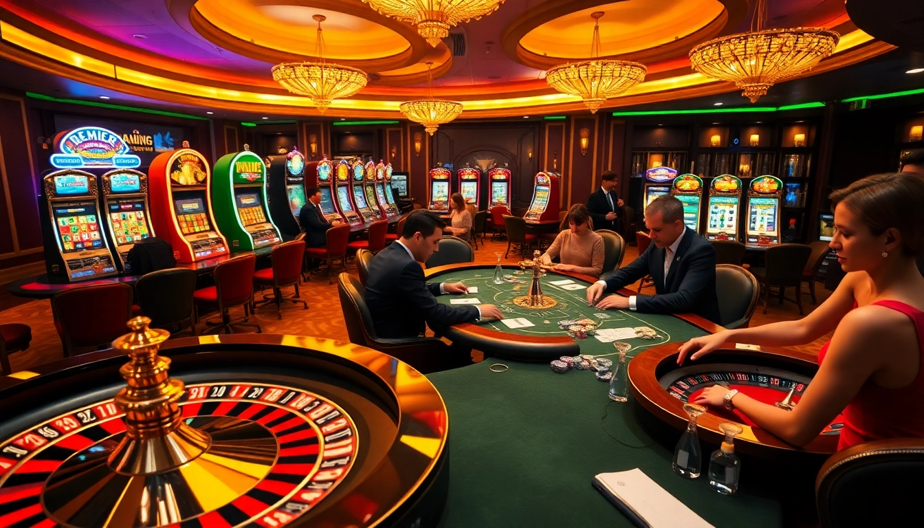 Engaging high-stakes poker players in a luxury casino showcasing KJC COM gaming experience.