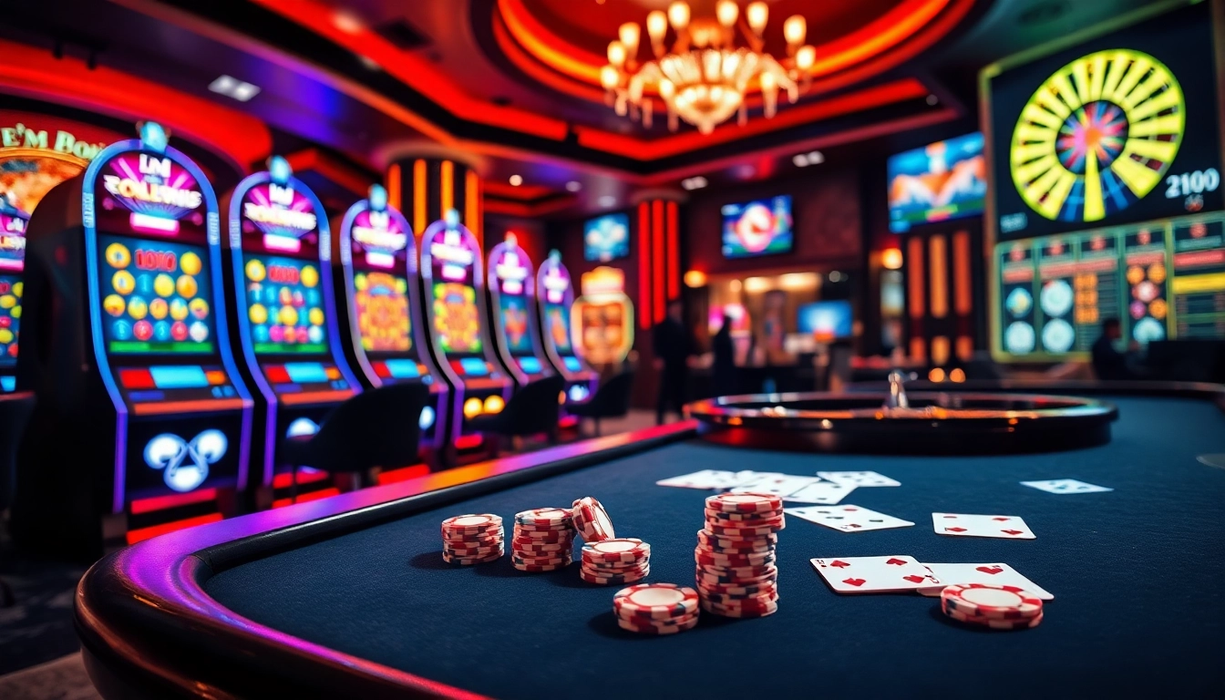 Players immersed in exciting online슬롯 games at a luxury casino.