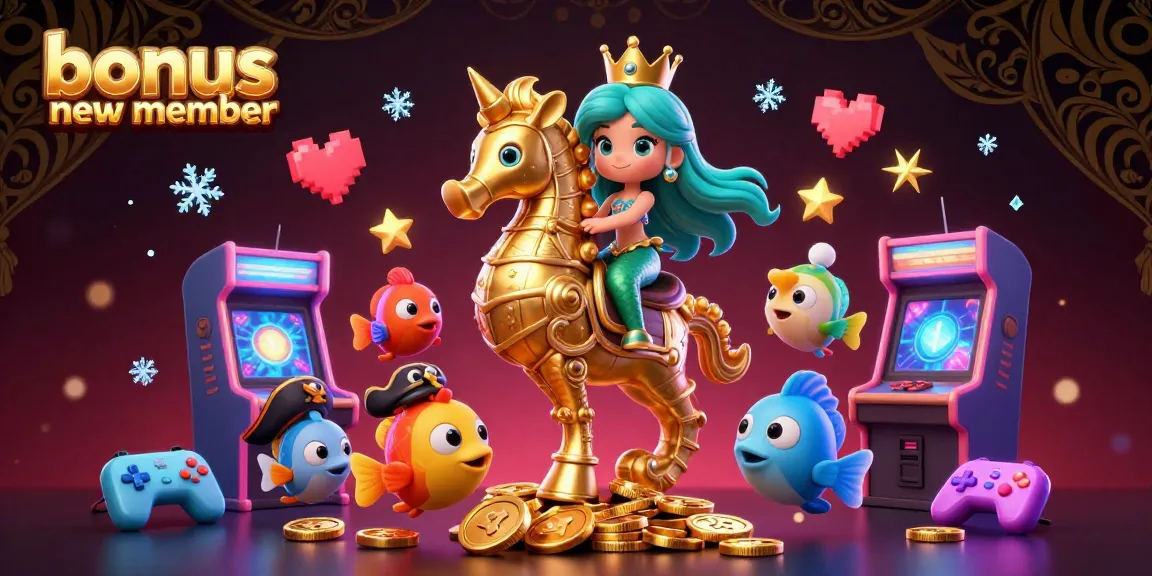 Experience the excitement of new member bonuses in this vibrant 3D casino illustration filled with engaging characters and game elements.