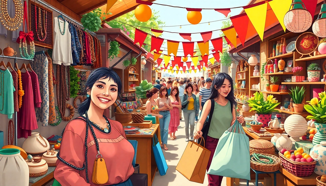 Explore the vibrant marketplace at https://nugevonden.nl showcasing diverse products and happy shoppers.