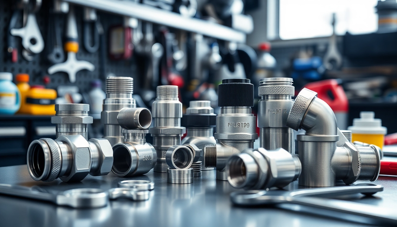 Showcasing turbo oil drain fittings with a high-tech finish on a mechanic workbench.