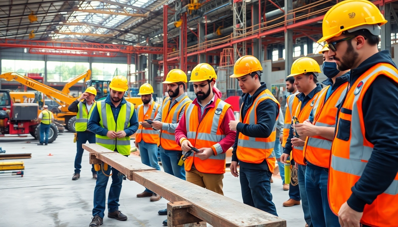 Engaged trainees in construction training programs use tools and safety gear on-site.
