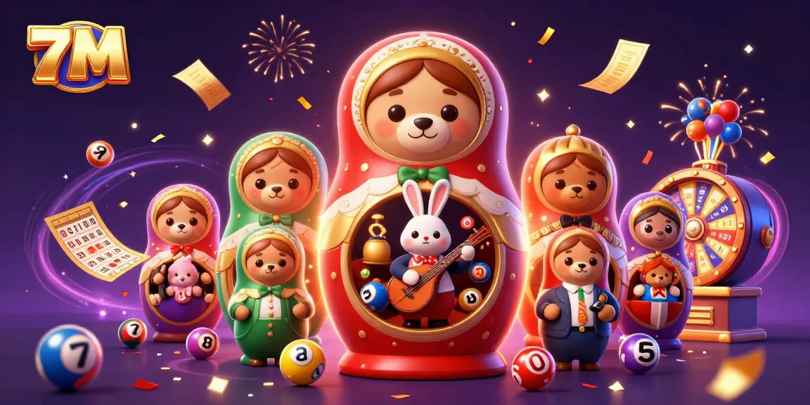Catch excitement with 7M as a Matryoshka bear reveals casino dealers amidst lottery and bingo celebrations.