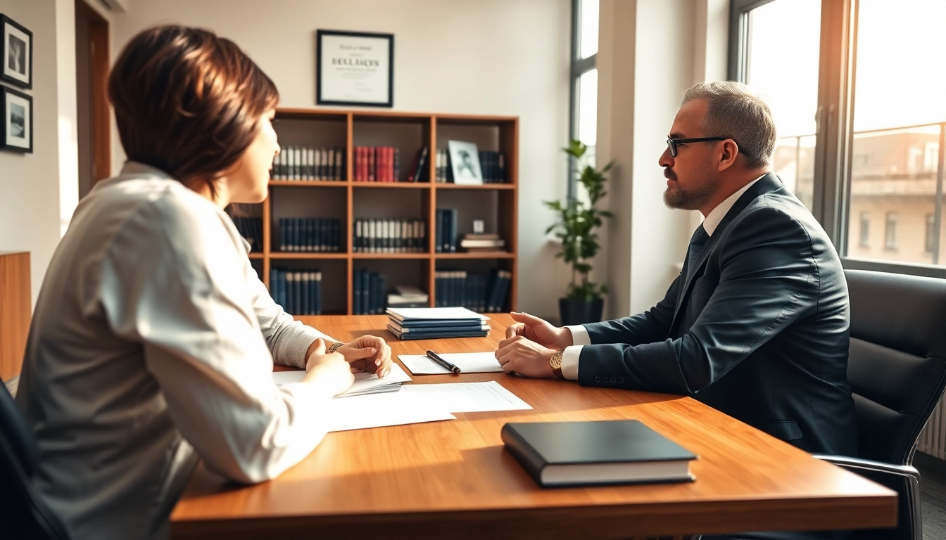 Consultation about litigation case at https://www.turnpikelaw.com with a professional attorney in a modern office.