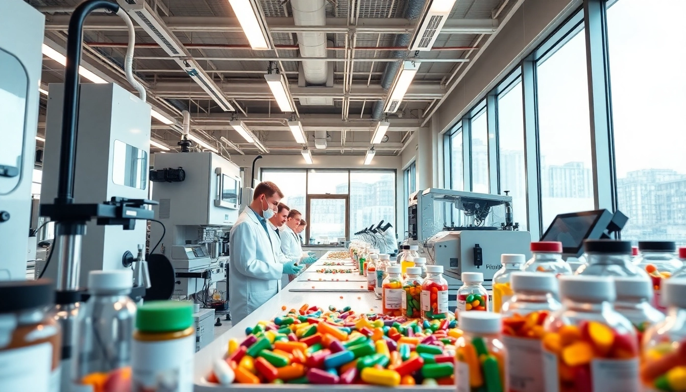 Showcase of a vitamin manufacturer uk laboratory highlighting advanced production processes.