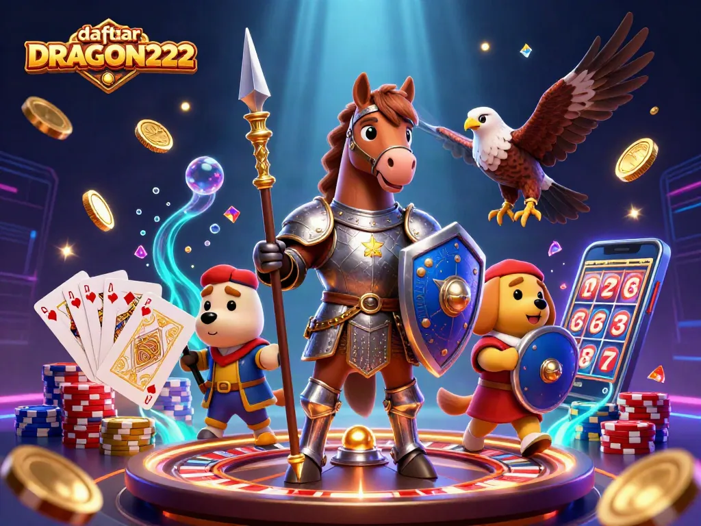 Experience winning spins at daftar DRAGON222 with vibrant visuals of casino action and thrilling slot reels.